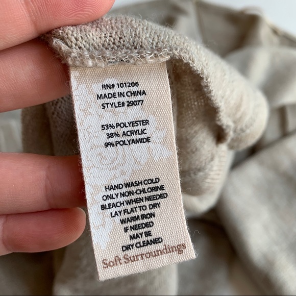 Soft Surroundings Valentina Zip Sweater Stone Sz S - Picture 5 of 6